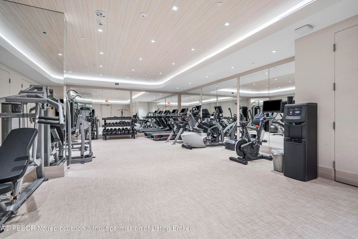 Fitness Equipment, Gym, Interior, Recessed Lighting, Wooden Ceilings