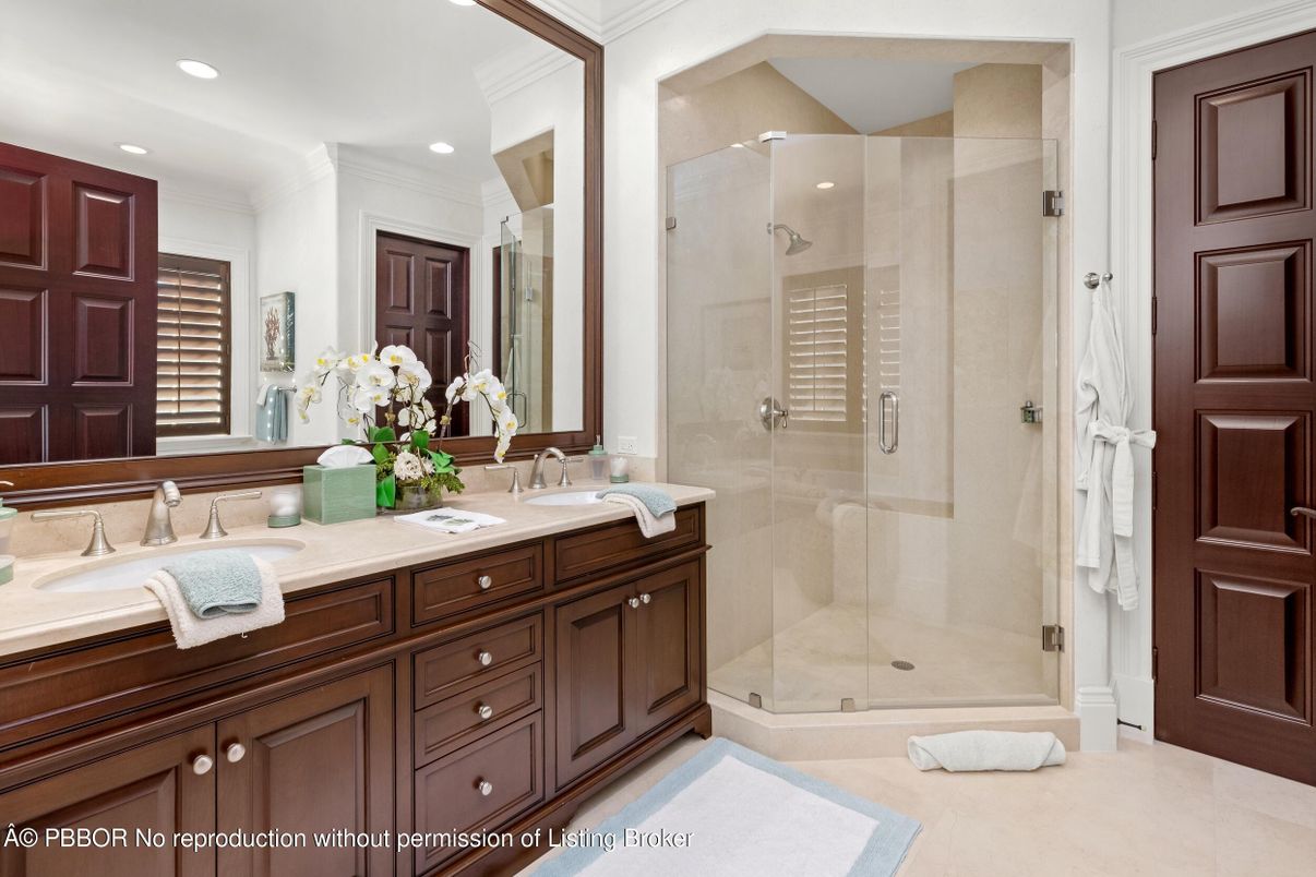 Bathroom, Dual Sink Vanities, Glass Shower, Interior, Recessed Lighting