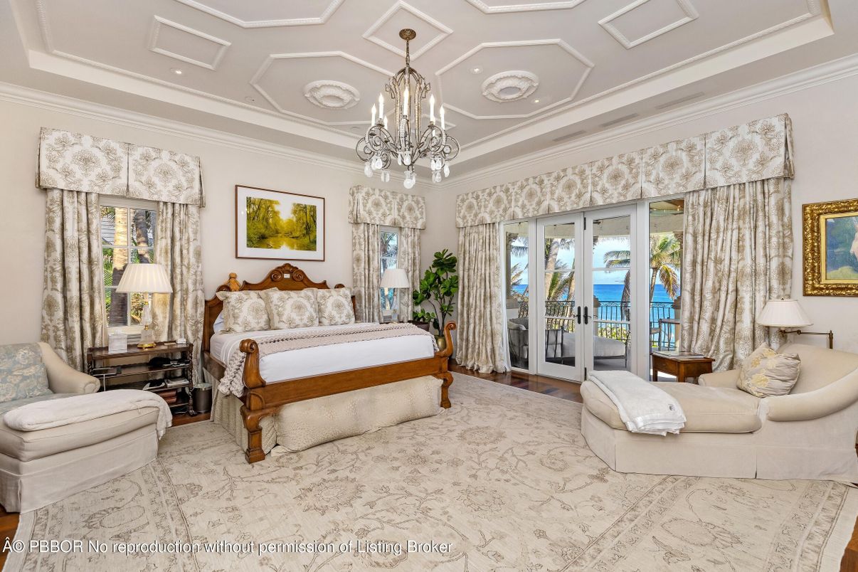 Bedroom, Chandelier, Interior, Recessed Lighting, Water, Wood Texture Flooring