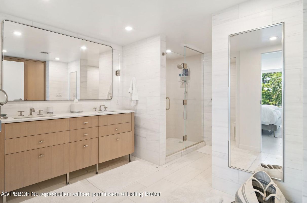 Bathroom, Dual Sink Vanities, Glass Shower, Interior, Recessed Lighting