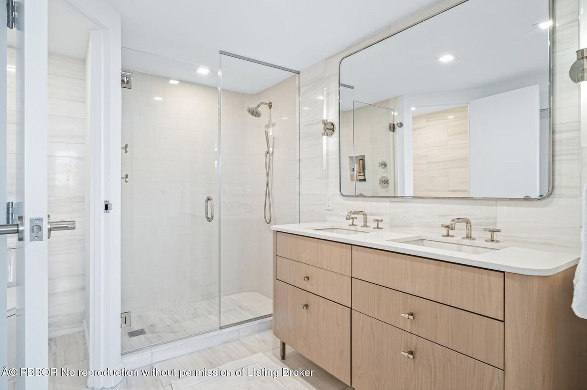 Bathroom, Dual Sink Vanities, Glass Shower, Interior, Recessed Lighting