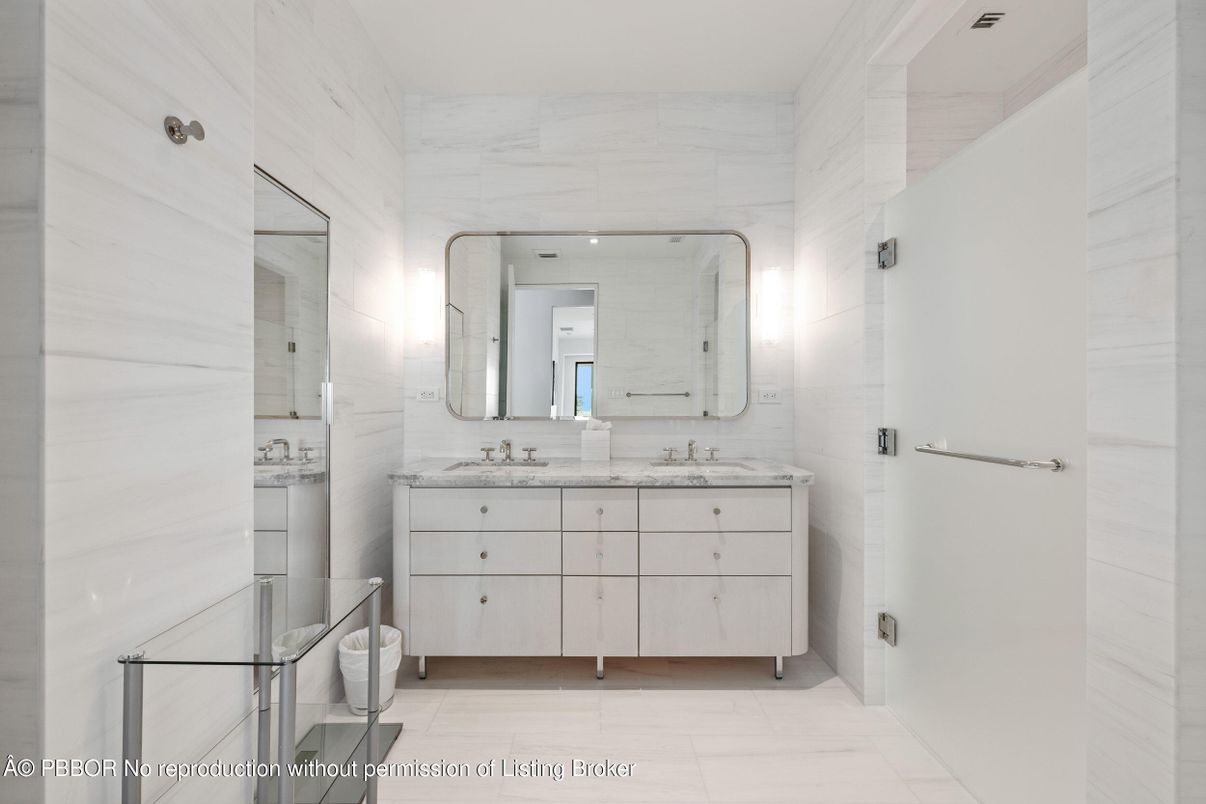 Bathroom, Dual Sink Vanities, Interior, Marble Walls