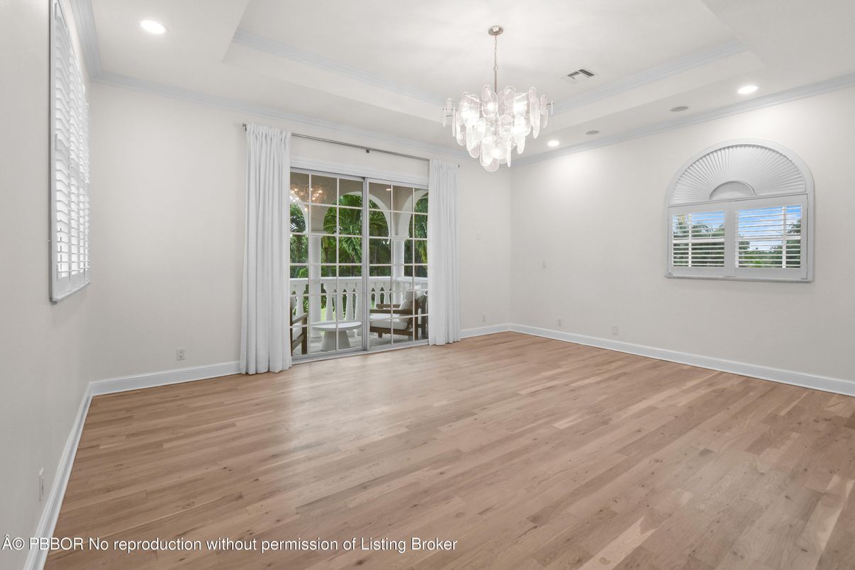 Chandelier, Empty room, Interior, Recessed Lighting, Wood Texture Flooring