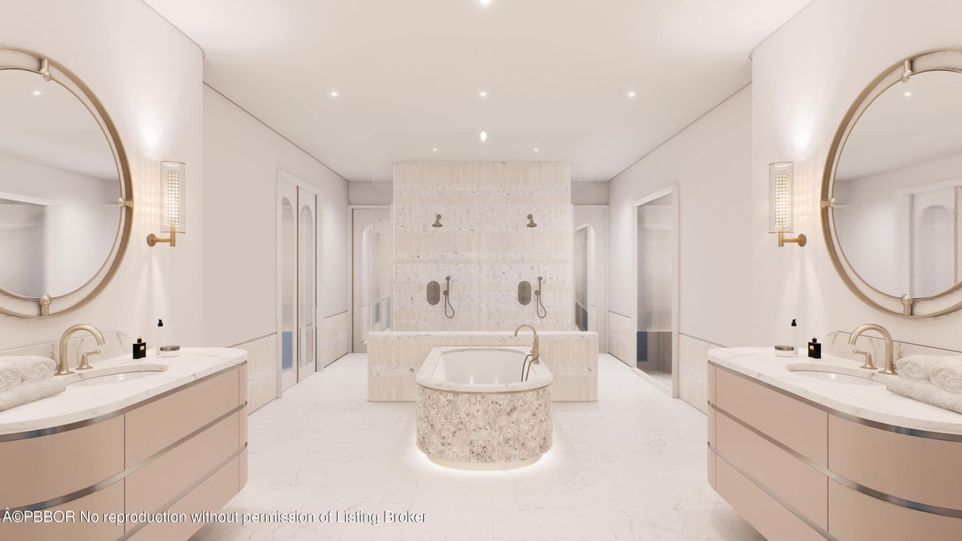 Bathroom, Dual Sink Vanities, Interior, Marble, Recessed Lighting