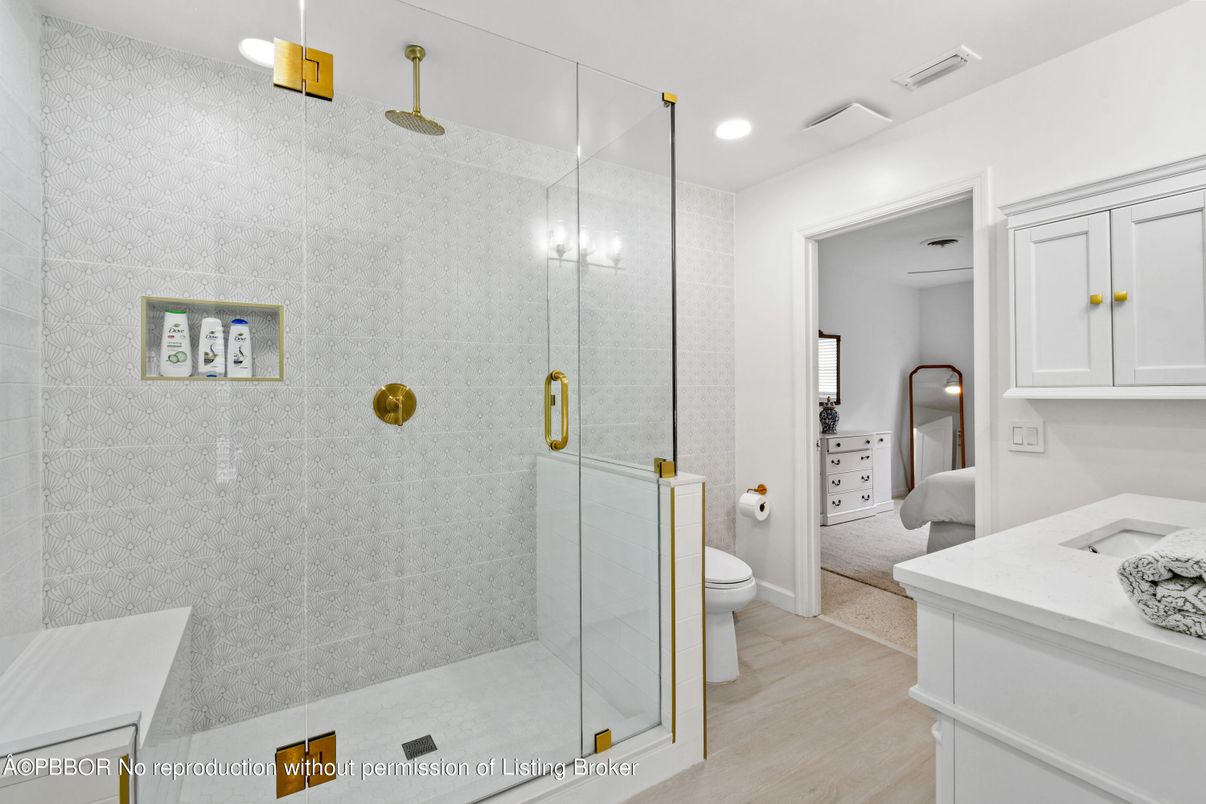 Bathroom, Glass Shower, Interior, Recessed Lighting