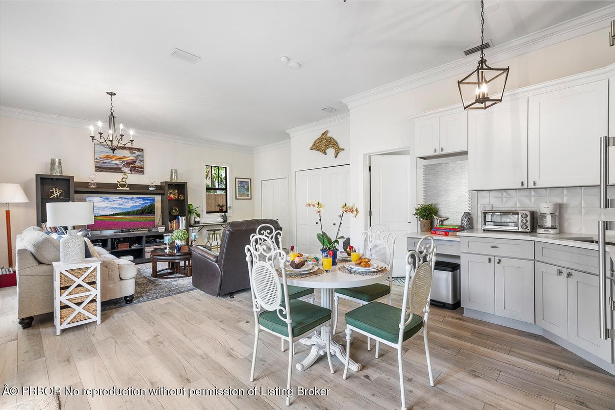 Chandelier, Dining room, Interior, Kitchen, Living room, Pendant Lights, Wood Texture Flooring