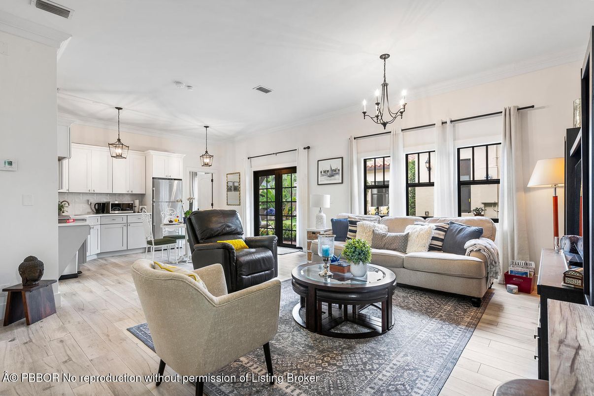 Chandelier, Interior, Kitchen, Living room, Pendant Lights, Wood Texture Flooring