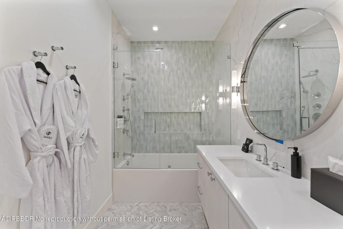 Bathroom, Glass Shower, Interior, Marble, Marble Walls, Recessed Lighting