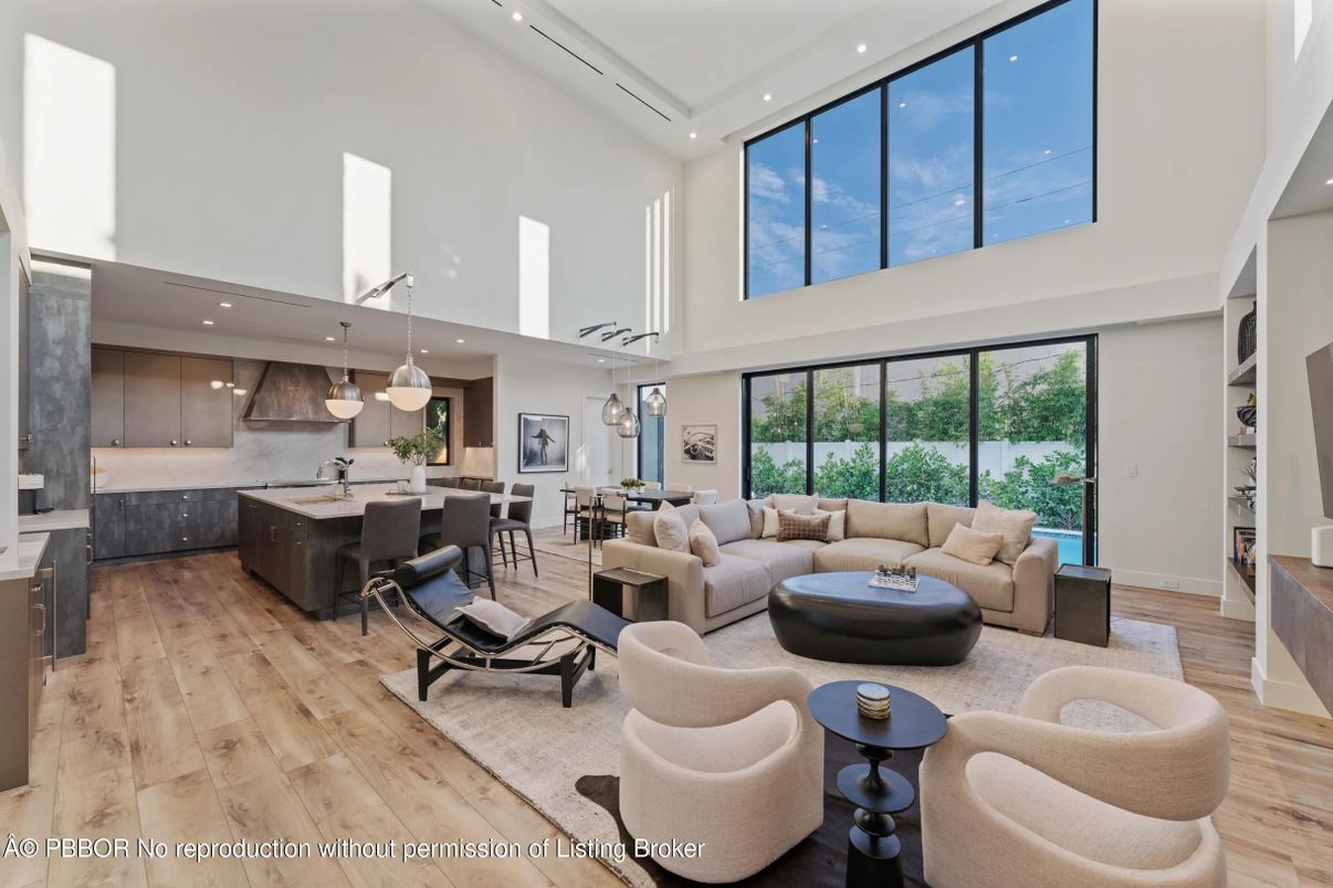 Dining room, Interior, Kitchen, Living room, Pendant Lights, Recessed Lighting, Wood Texture Flooring