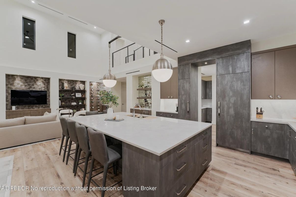 Dining room, Interior, Kitchen, Living room, Pendant Lights, Recessed Lighting, Wood Texture Flooring