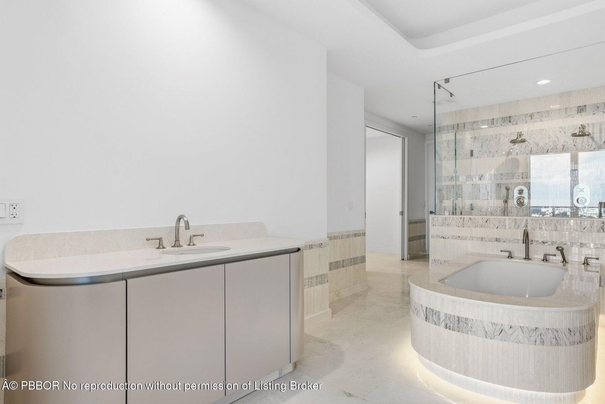 Bathroom, Dual Sink Vanities, Glass Shower, Interior, Recessed Lighting