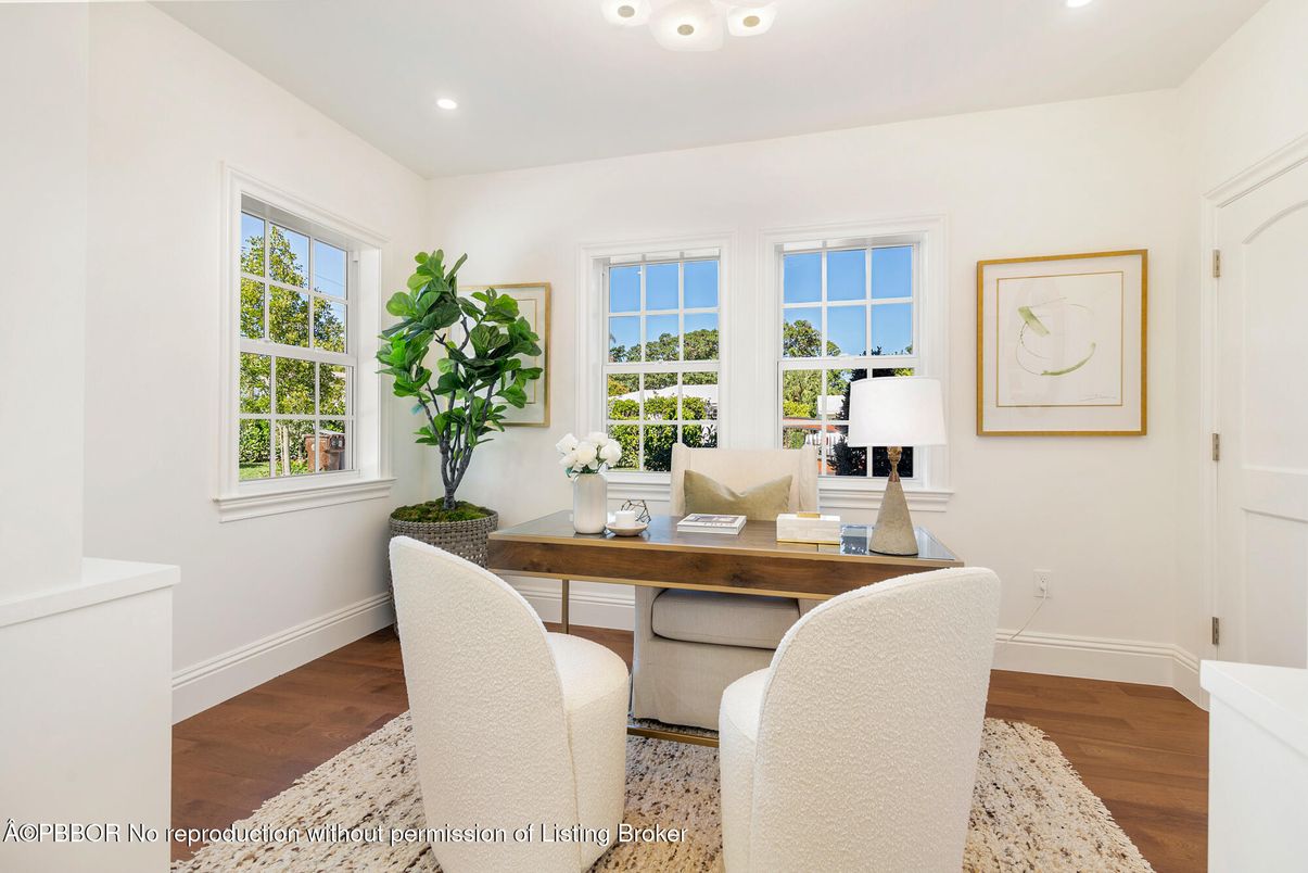 Home Office, Interior, Recessed Lighting, Wood Texture Flooring