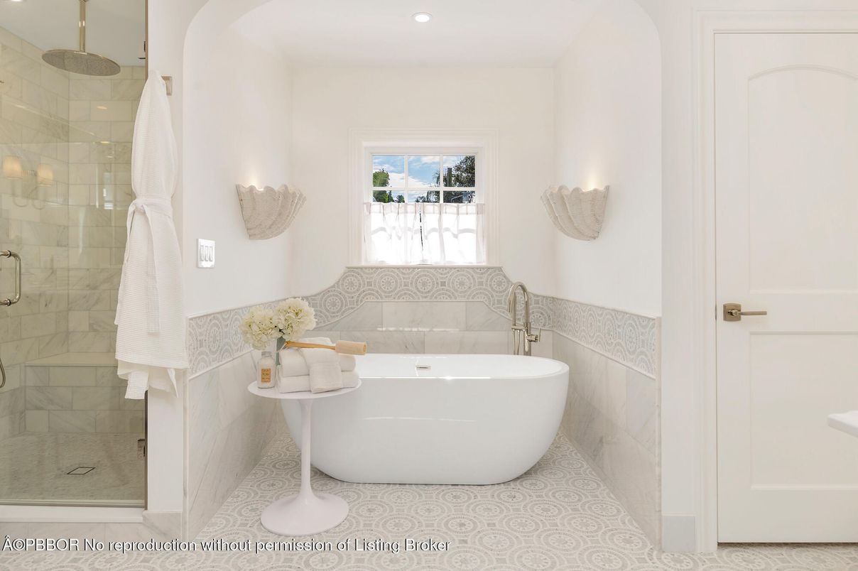 Bathroom, Free Standing Baths, Glass Shower, Interior, Recessed Lighting
