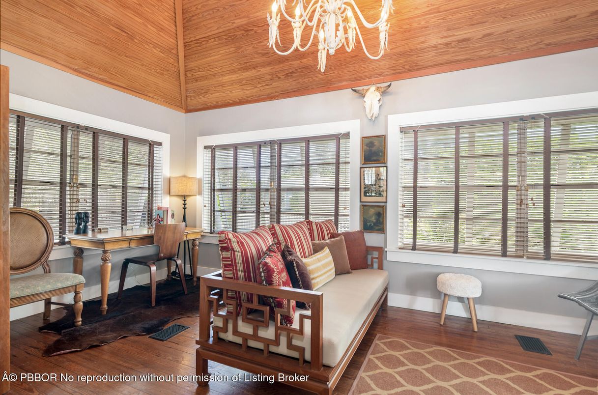 Chandelier, Home Office, Interior, Wooden Ceilings, Wood Texture Flooring