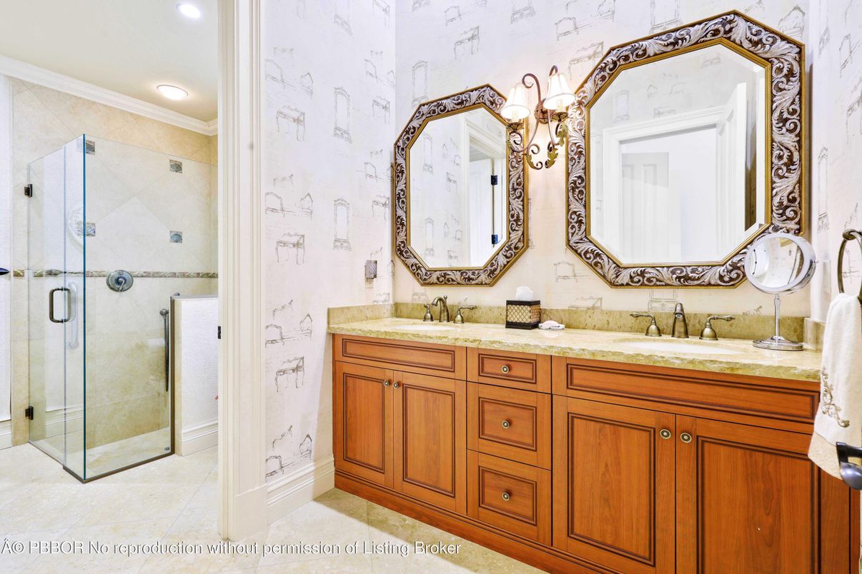 Bathroom, Dual Sink Vanities, Glass Shower, Interior, Recessed Lighting