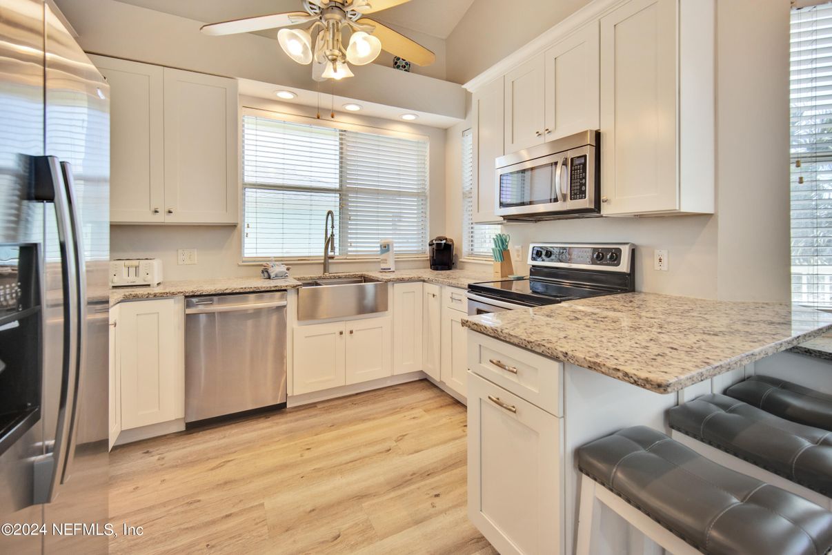 Interior, Kitchen, Stainless Steel Appliances, Wood Texture Flooring