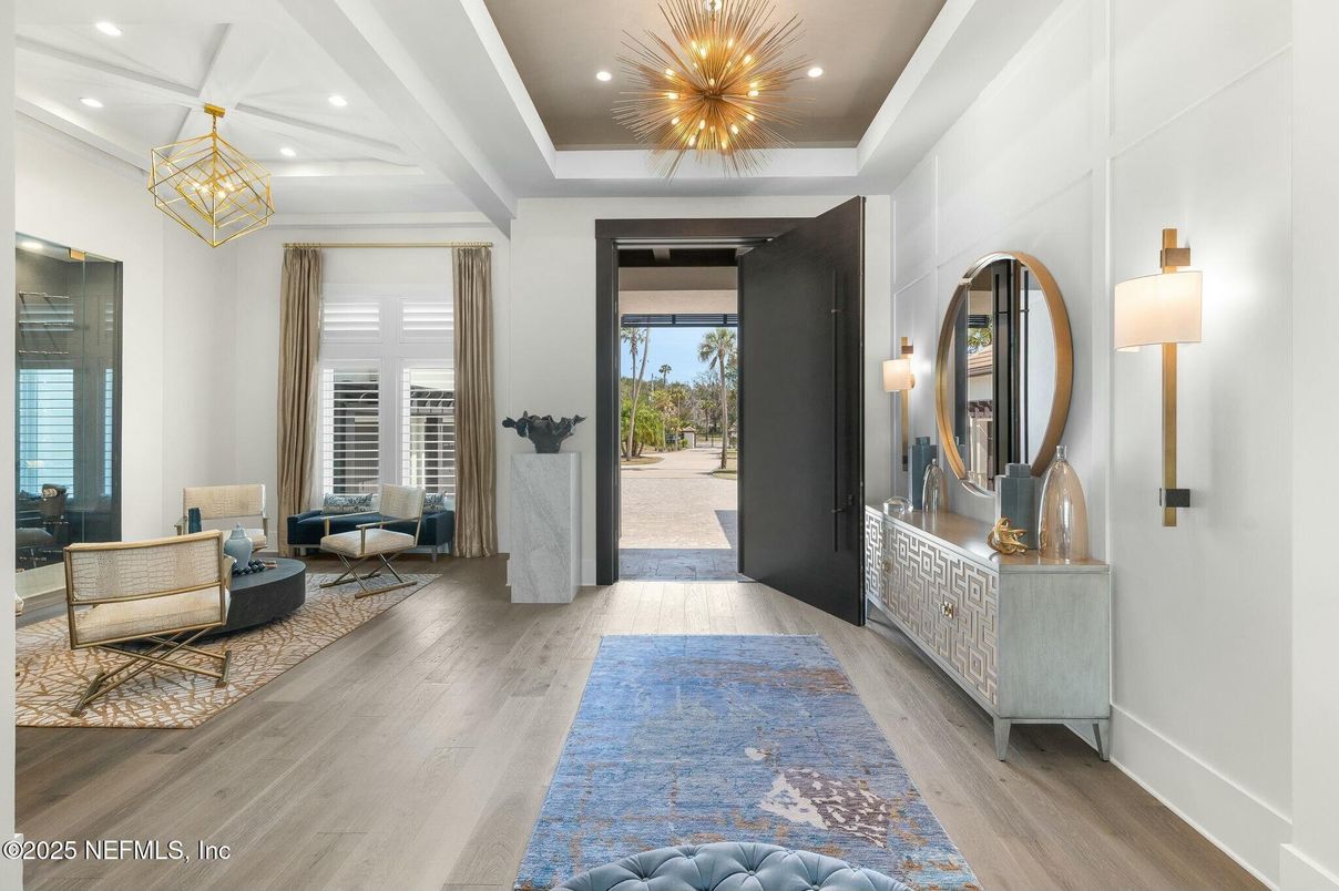 Interior, Living room, Pendant Lights, Recessed Lighting, Wood Texture Flooring