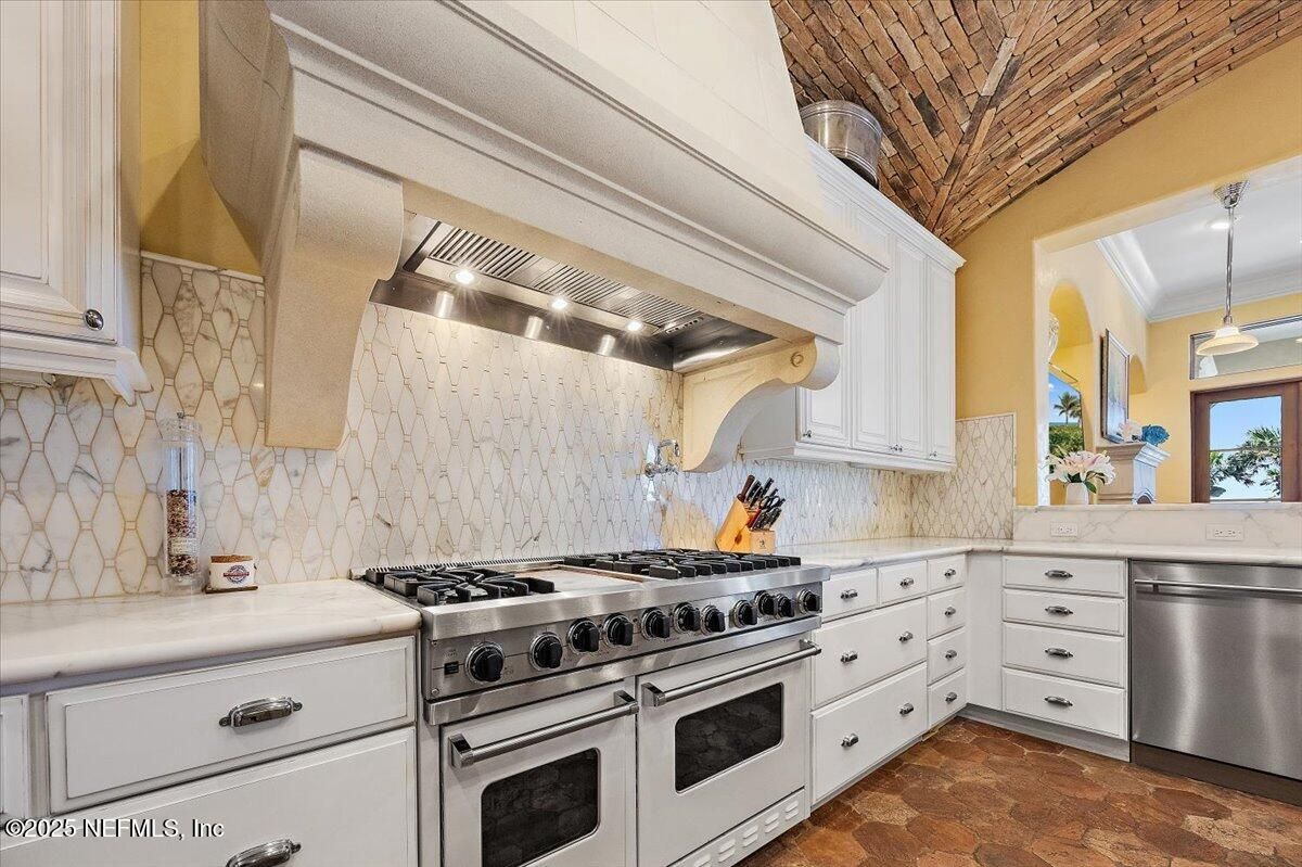 Interior, Kitchen, Pendant Lights, Stainless Steel Appliances, Wooden Ceilings
