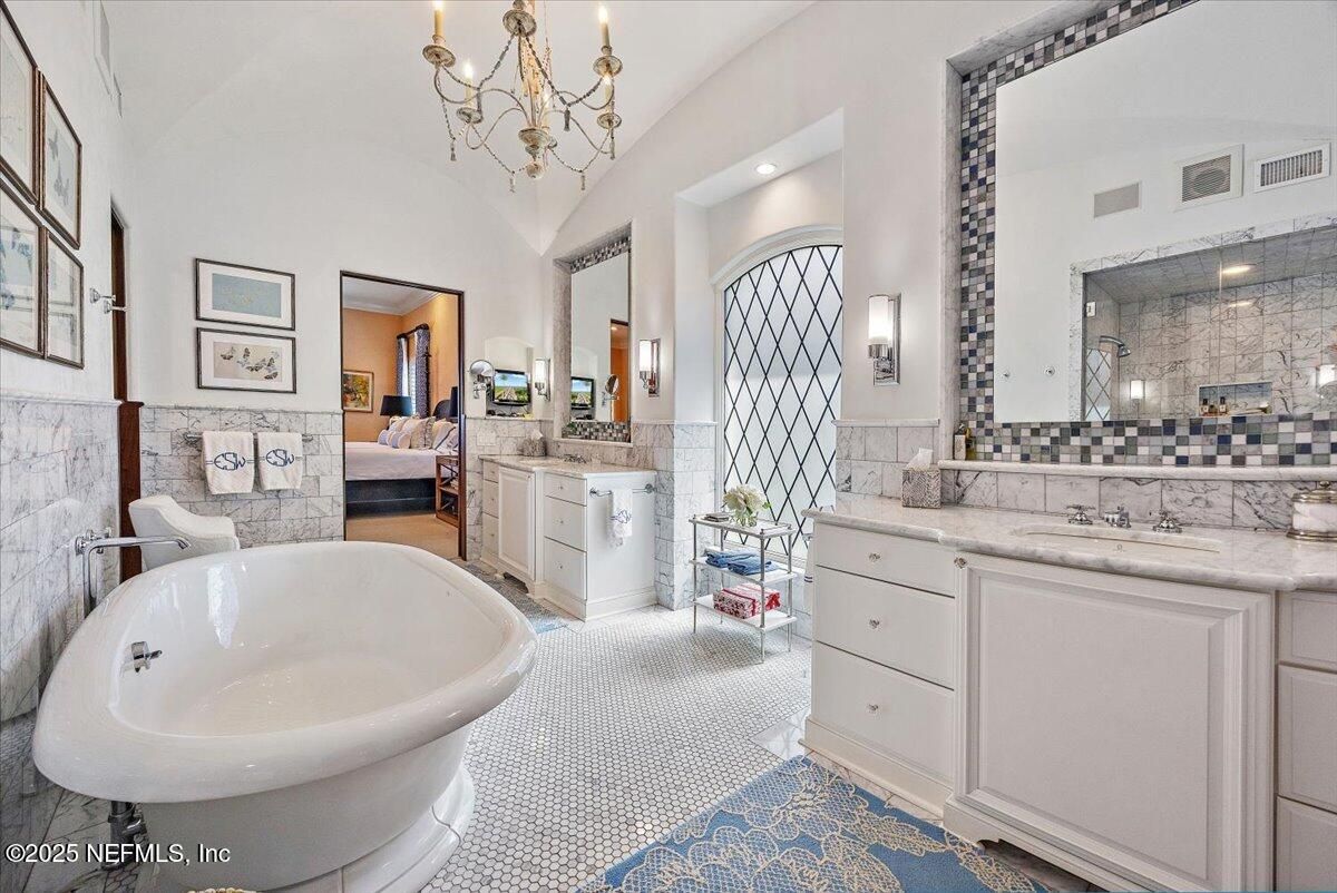Bathroom, Chandelier, Dual Sink Vanities, Interior