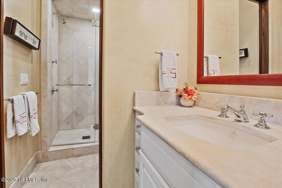 Bathroom, Glass Shower, Interior, Recessed Lighting