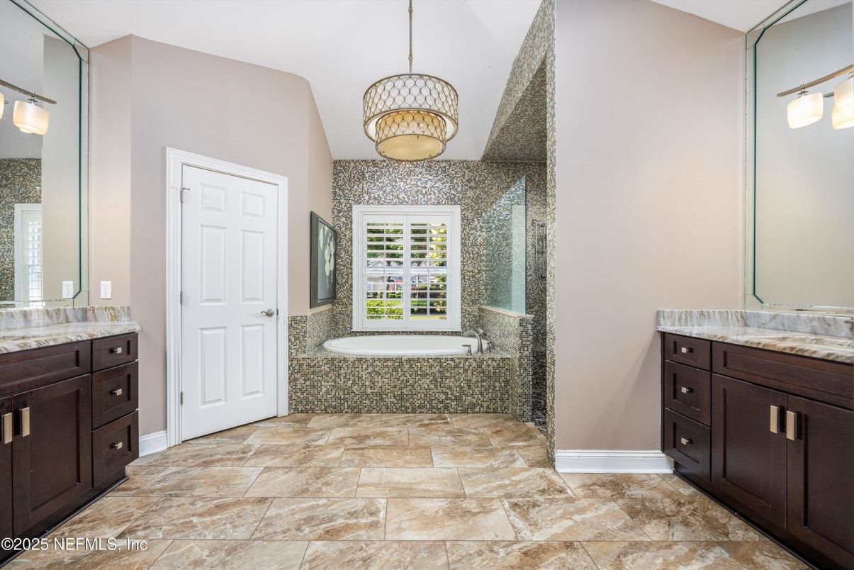 Bathroom, Glass Shower, Interior, Pendant Lights