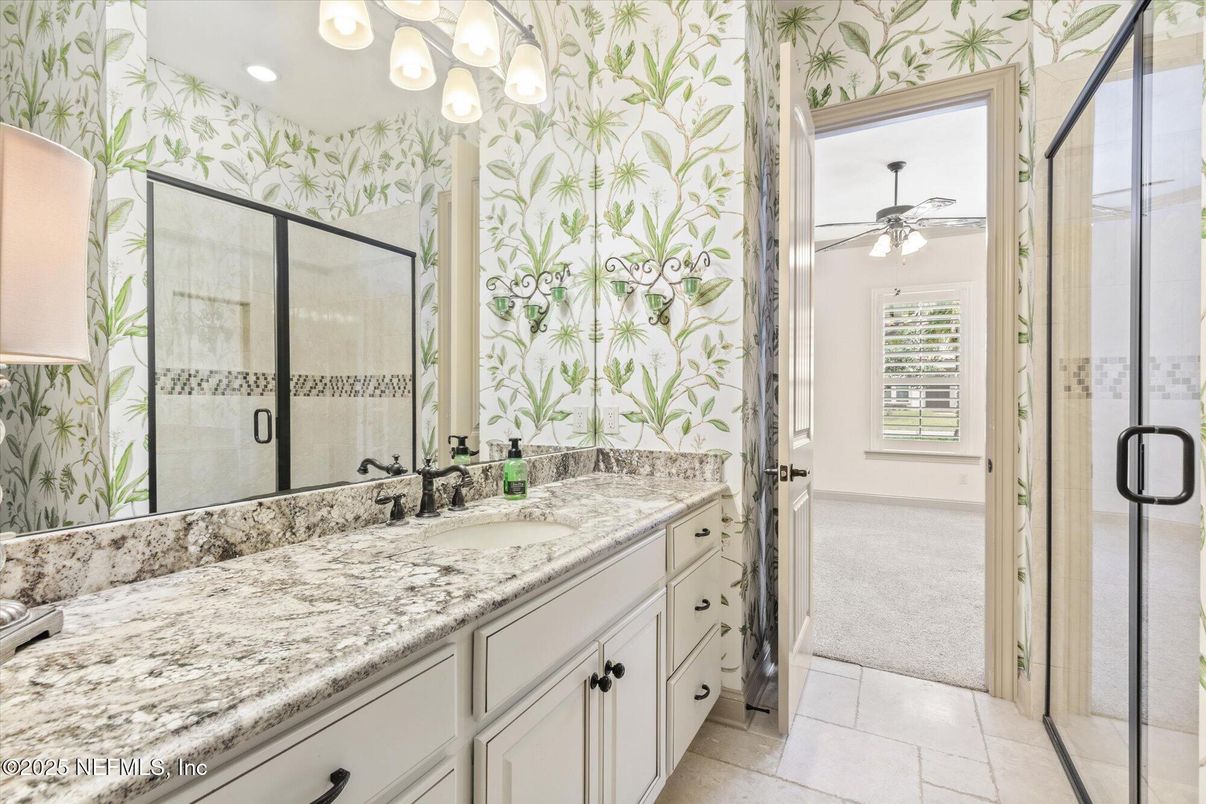 Bathroom, Glass Shower, Interior, Recessed Lighting