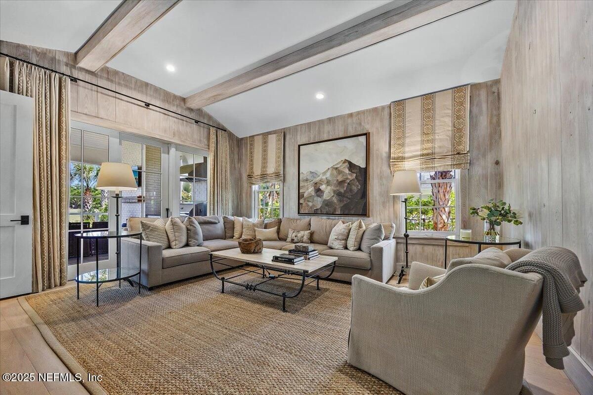 Interior, Living room, Recessed Lighting, Wooden Beams, Wood Texture Flooring, Wooden Walls