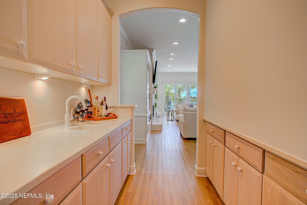 Interior, Kitchen, Recessed Lighting, Wood Texture Flooring