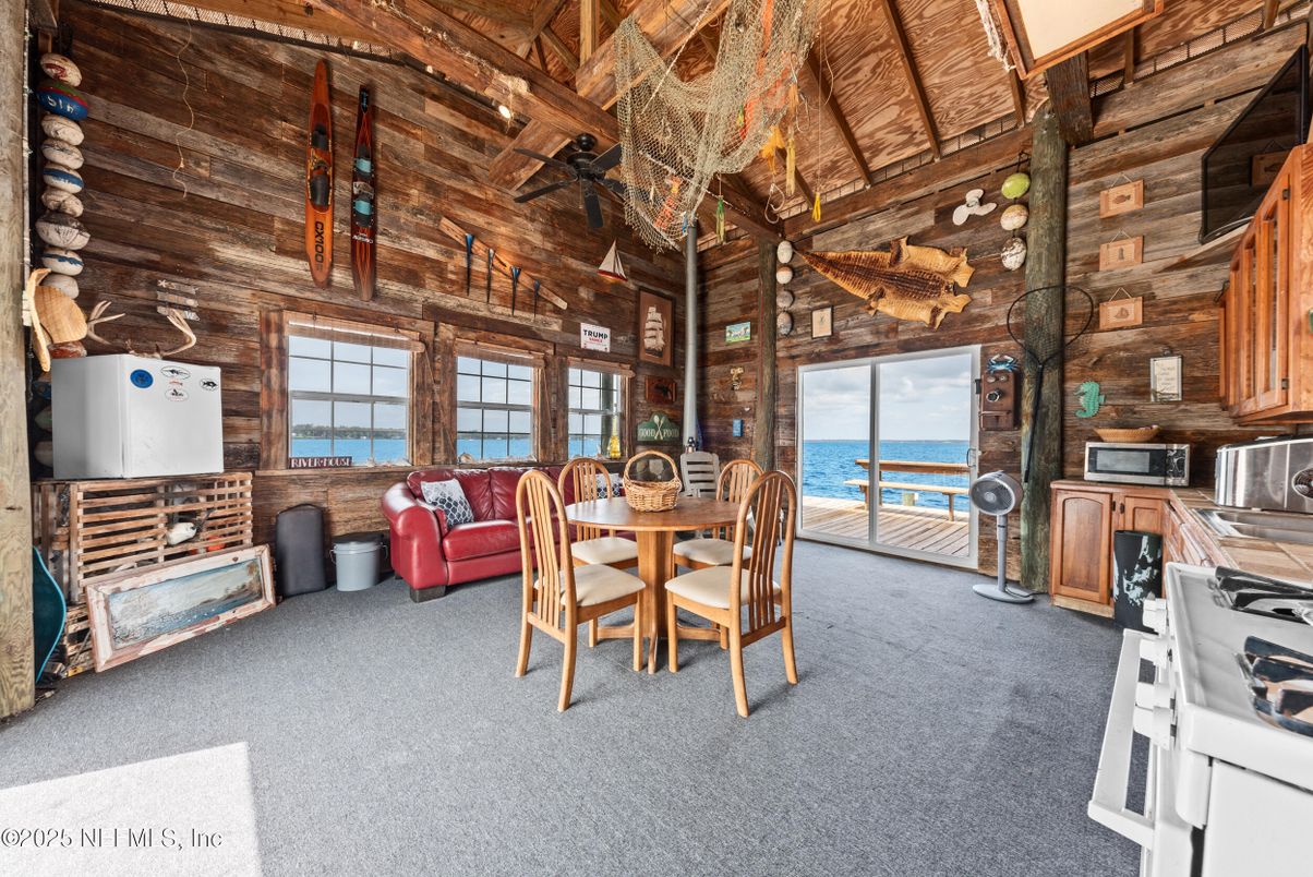 Dining room, Interior, Kitchen, Living room, Water, Wooden Beams, Wooden Ceilings, Wooden Walls