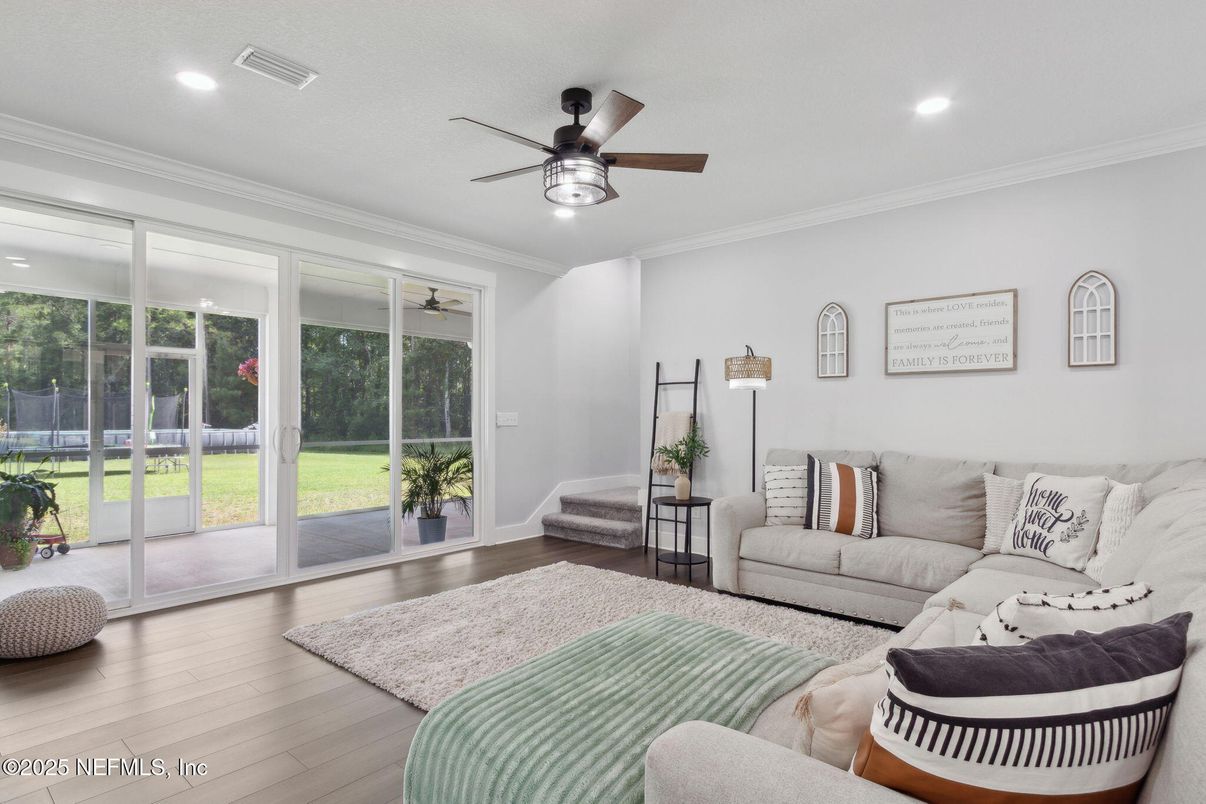 Interior, Living room, Recessed Lighting, Wood Texture Flooring