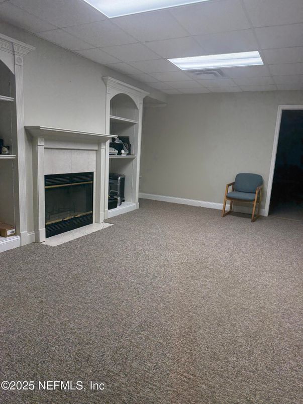 Empty room, Fireplace, Interior, Recessed Lighting