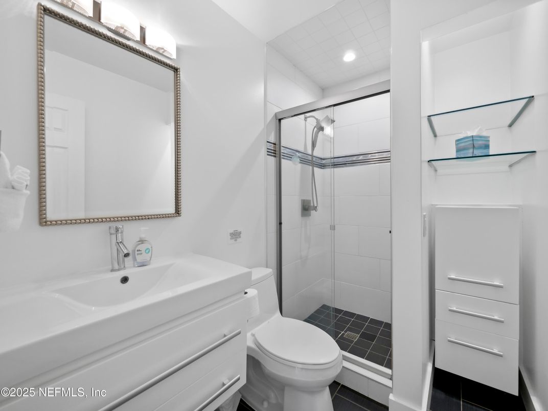 Bathroom, Glass Shower, Interior, Recessed Lighting