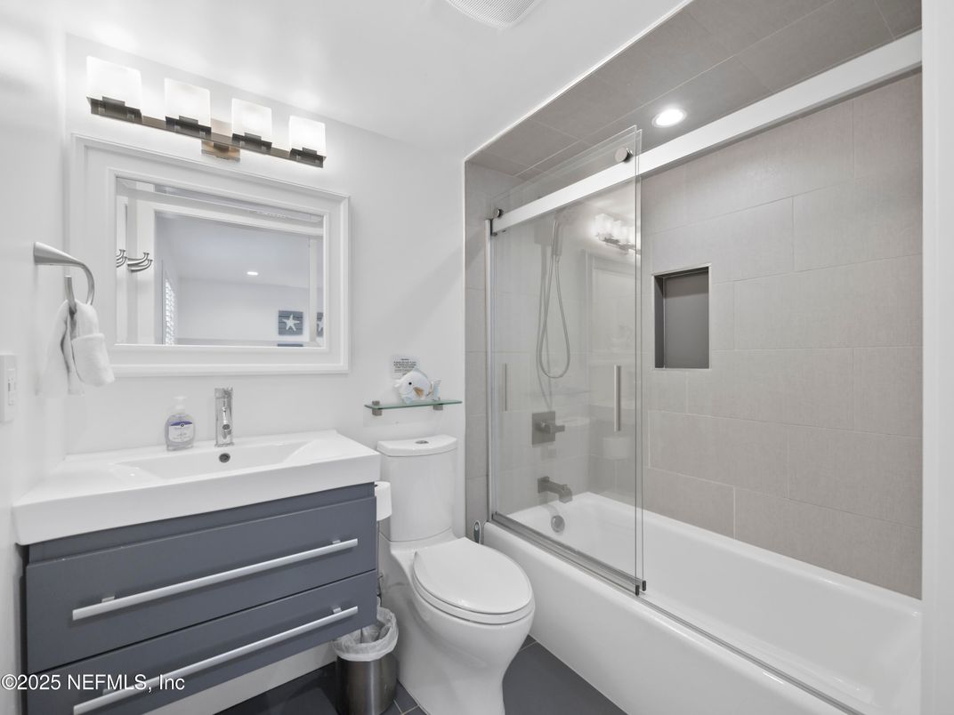Bathroom, Glass Shower, Interior, Recessed Lighting