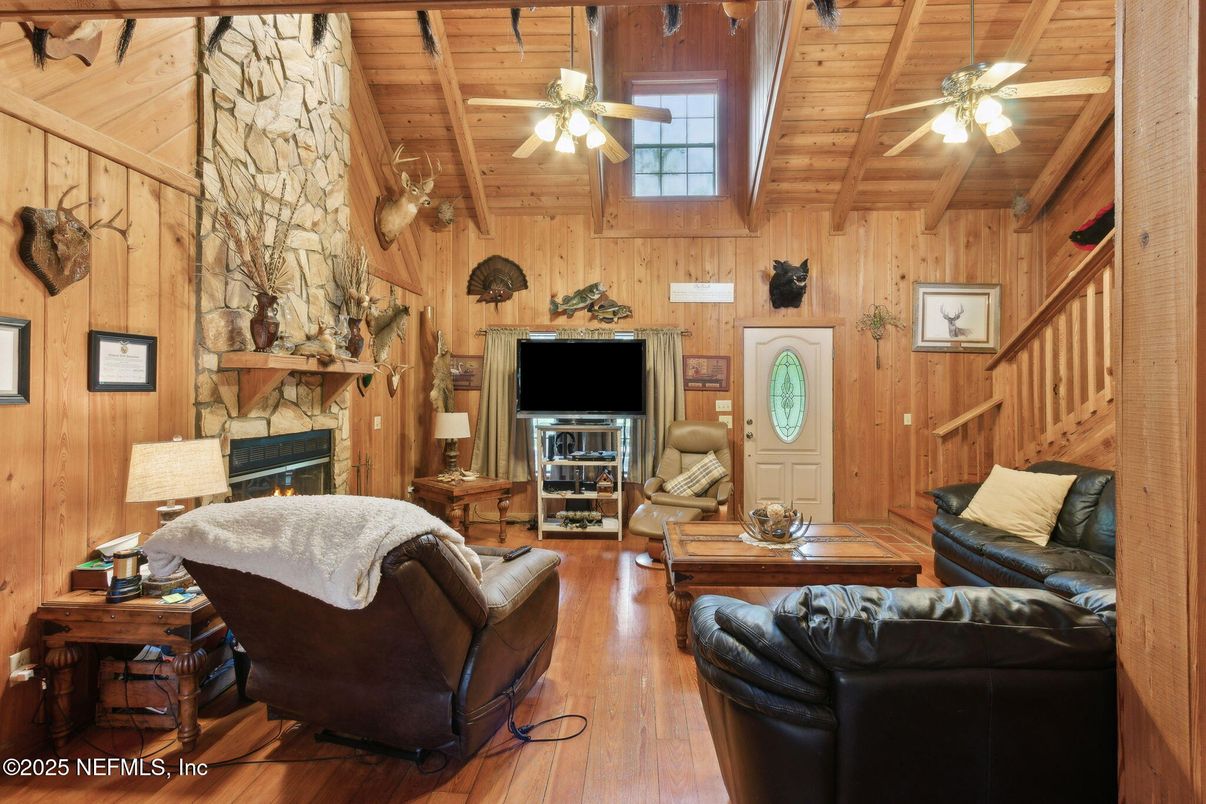 Fireplace, Interior, Living room, Stone Walls, Wooden Beams, Wooden Ceilings, Wood Texture Flooring, Wooden Walls