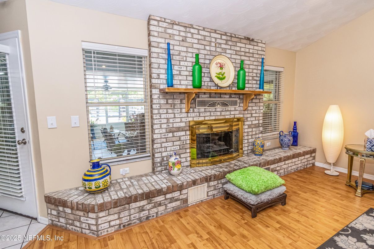 Fireplace, Interior, Stone Walls, Wood Texture Flooring