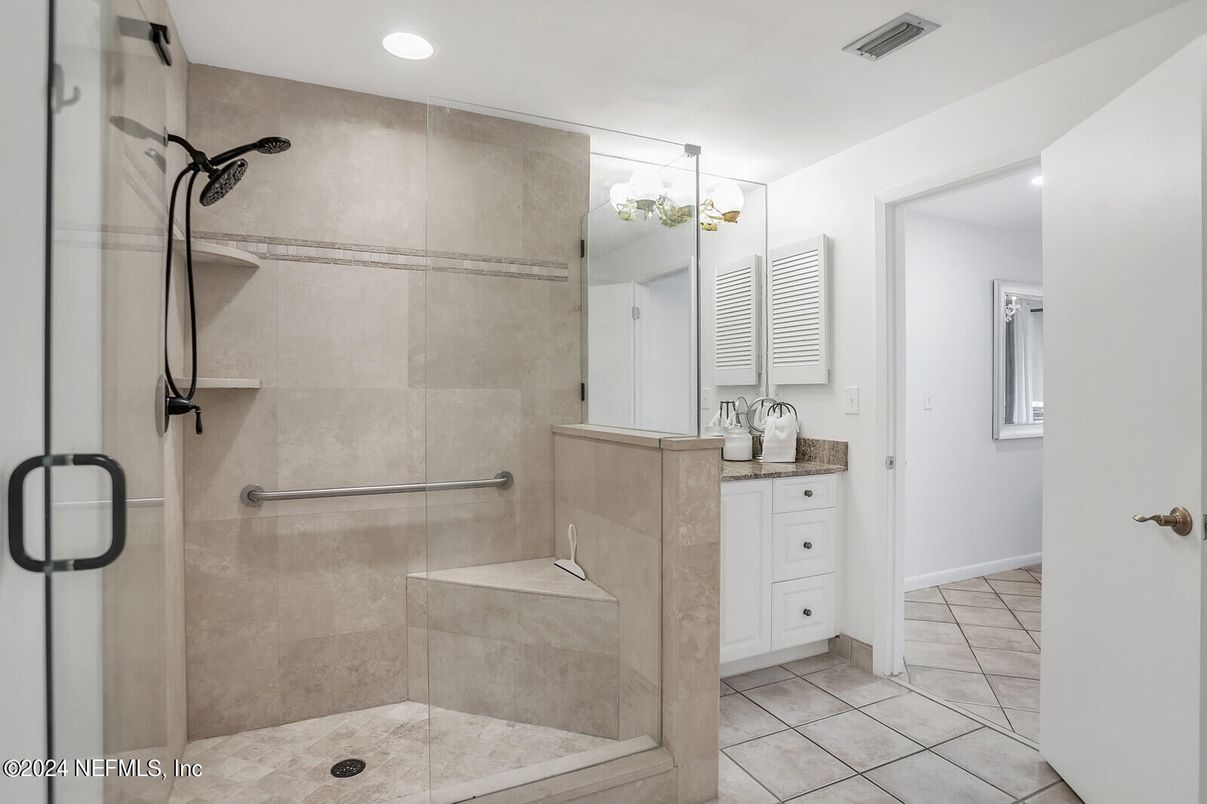 Bathroom, Glass Shower, Interior, Recessed Lighting
