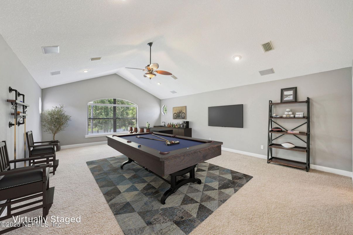 Billiard Table, Game Room, Interior, Recessed Lighting