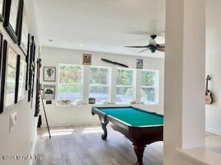 Billiard Table, Game Room, Interior, Recessed Lighting, Wood Texture Flooring
