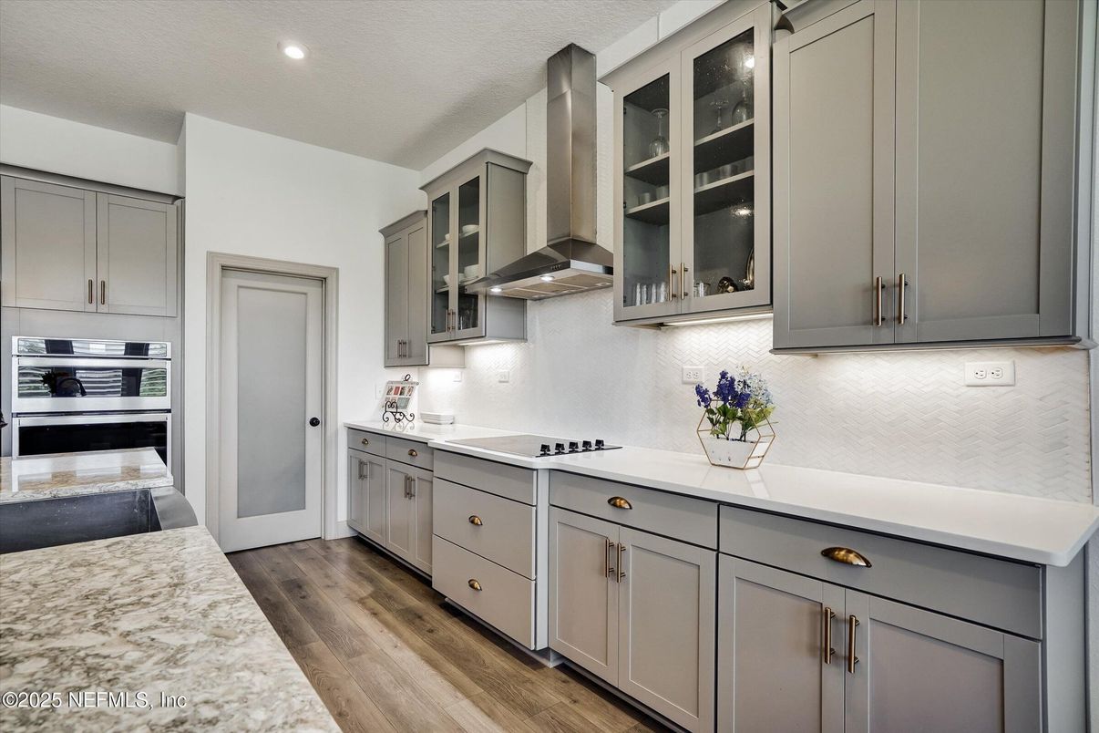 Interior, Kitchen, Recessed Lighting, Wood Texture Flooring