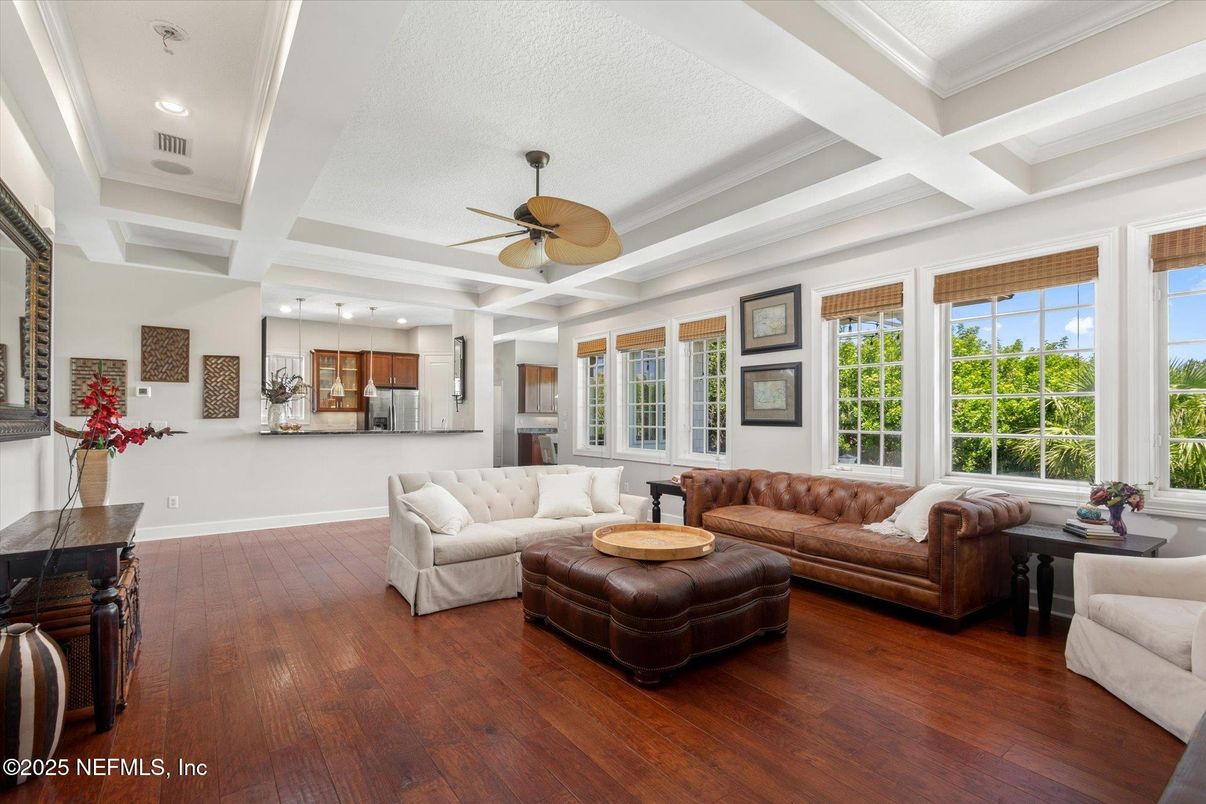 Interior, Kitchen, Living room, Recessed Lighting, Wood Texture Flooring