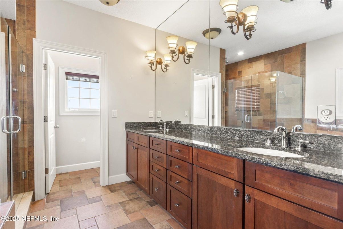 Bathroom, Dual Sink Vanities, Glass Shower, Interior, Recessed Lighting