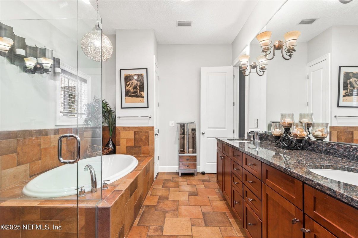 Bathroom, Dual Sink Vanities, Glass Shower, Interior