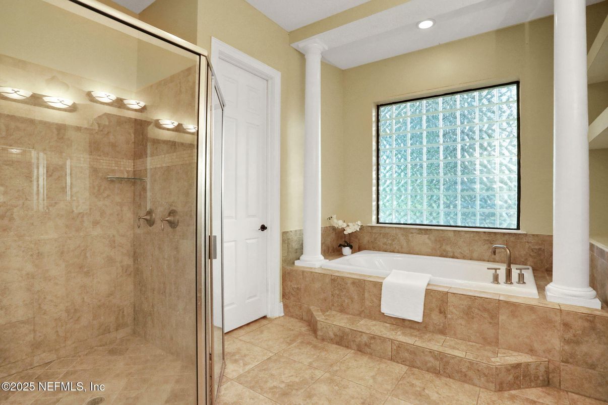 Bathroom, Glass Shower, Interior, Recessed Lighting