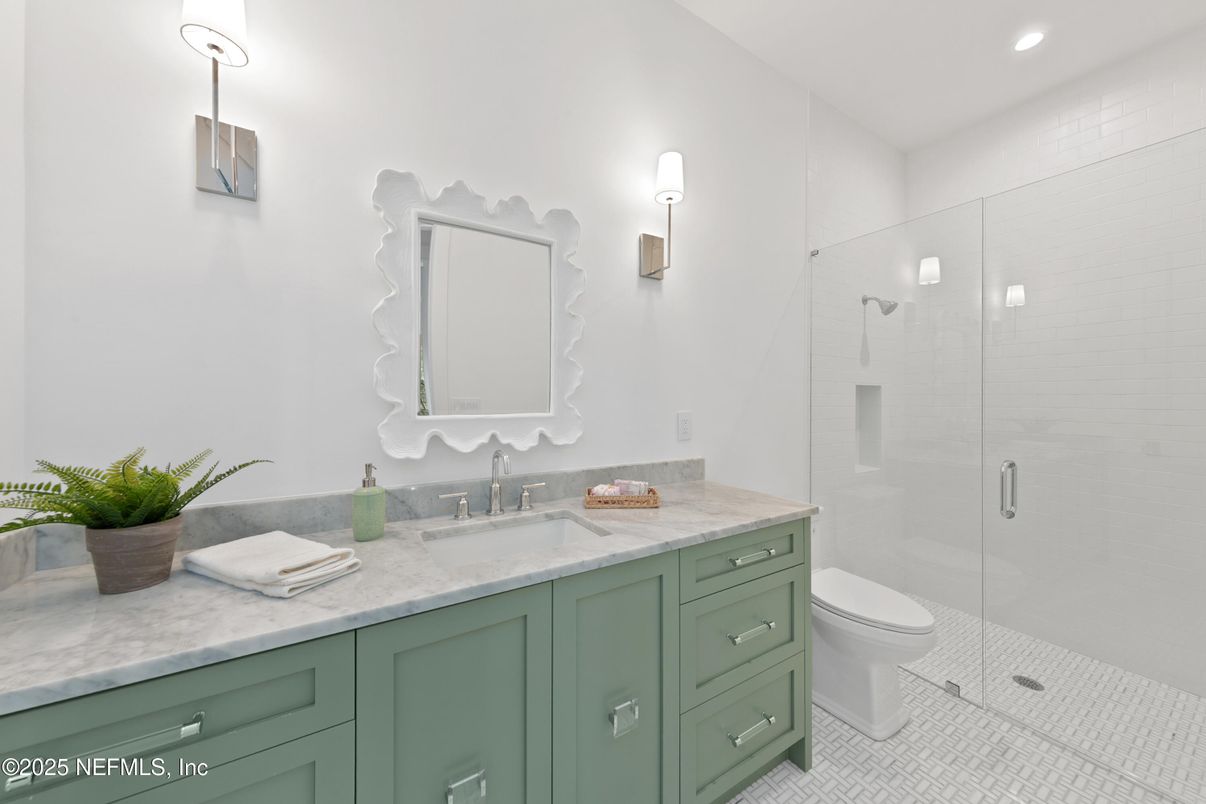 Bathroom, Glass Shower, Interior, Recessed Lighting