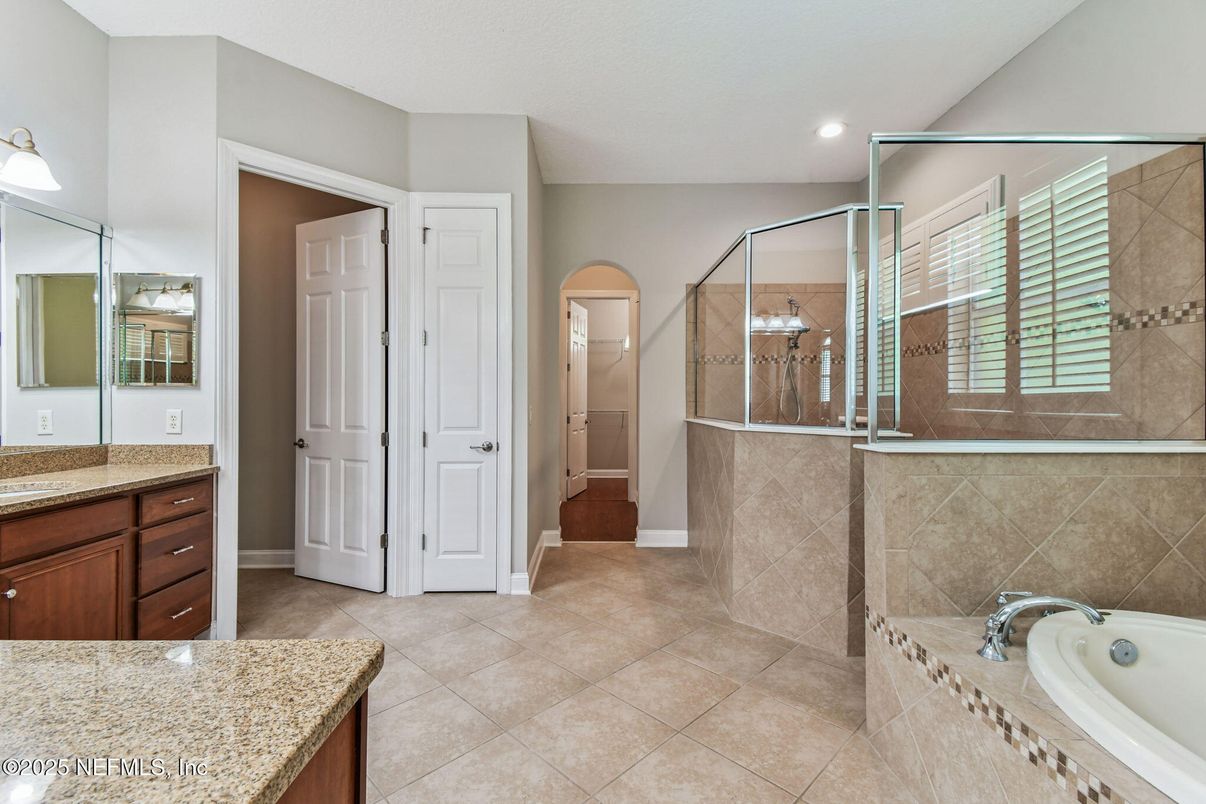 Bathroom, Glass Shower, Interior, Recessed Lighting