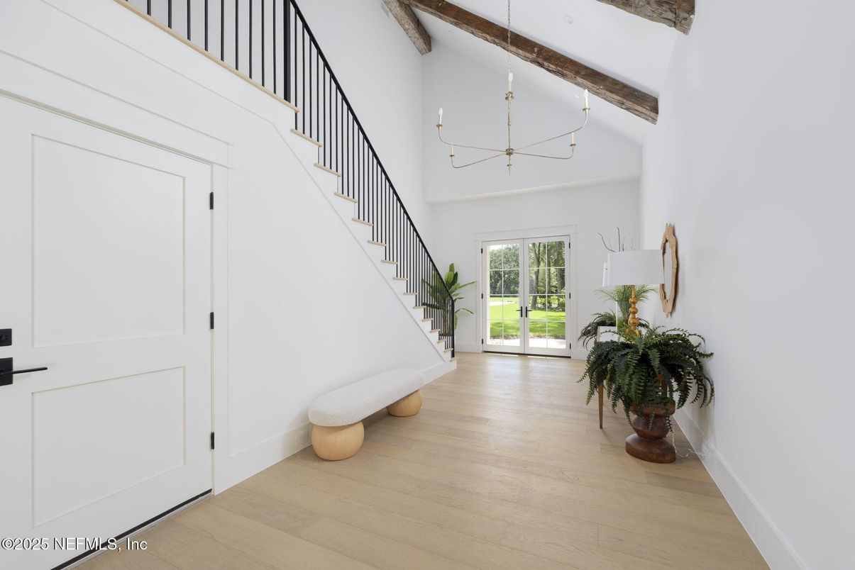 Chandelier, Interior, Pendant Lights, Wooden Beams, Wood Texture Flooring