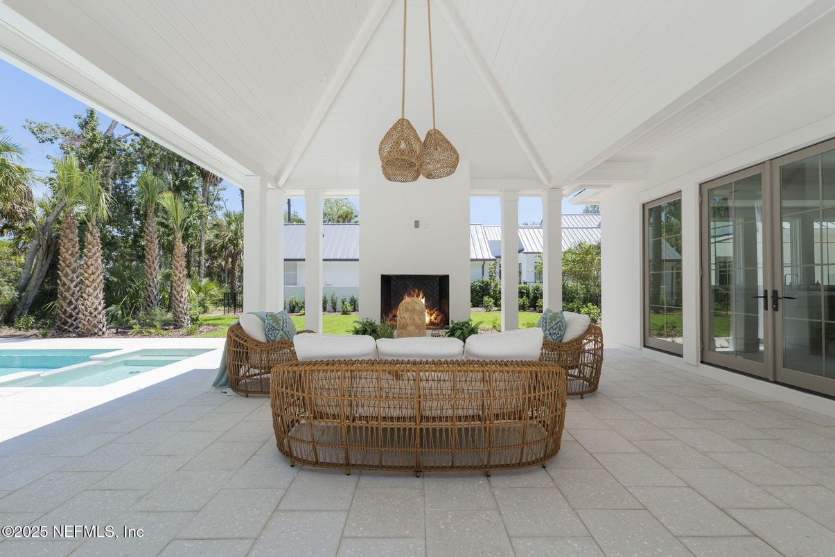 Exterior, Fireplace, Pendant Lights, Pool
