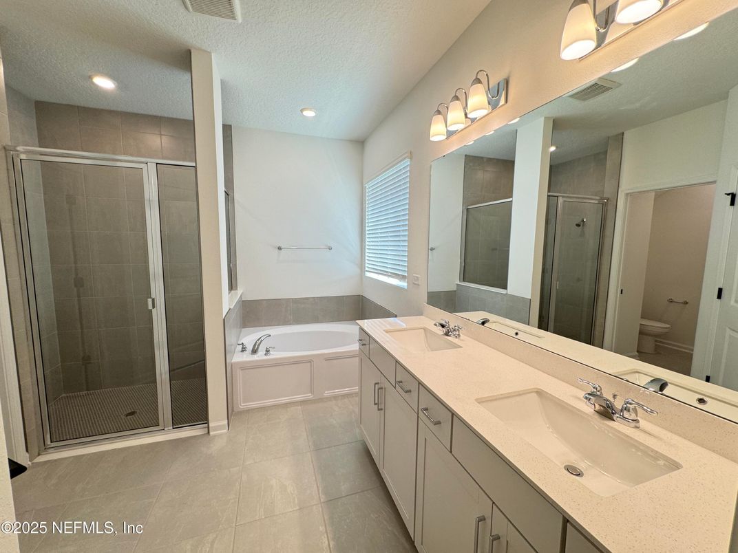 Bathroom, Dual Sink Vanities, Glass Shower, Interior, Recessed Lighting