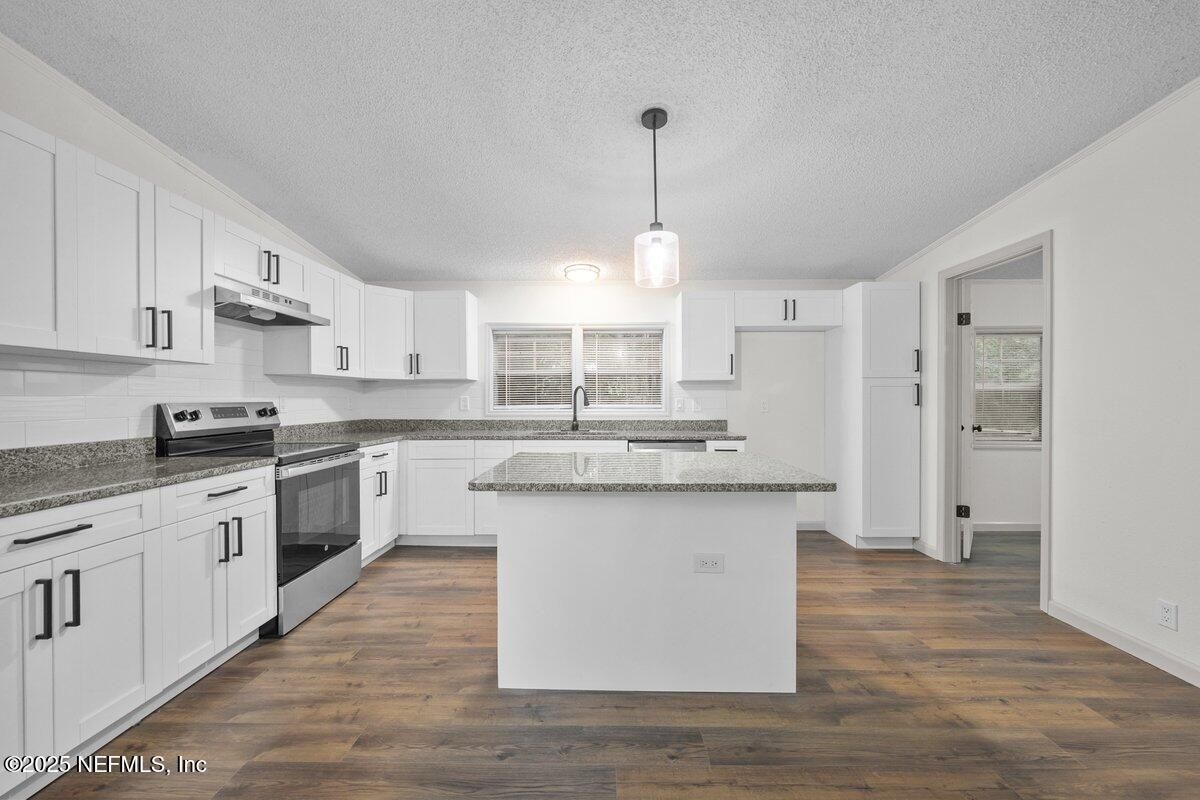 Interior, Kitchen, Pendant Lights, Stainless Steel Appliances, Wood Texture Flooring