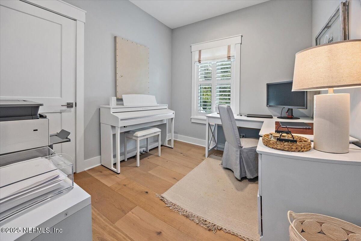 Home Office, Interior, Piano, Wood Texture Flooring